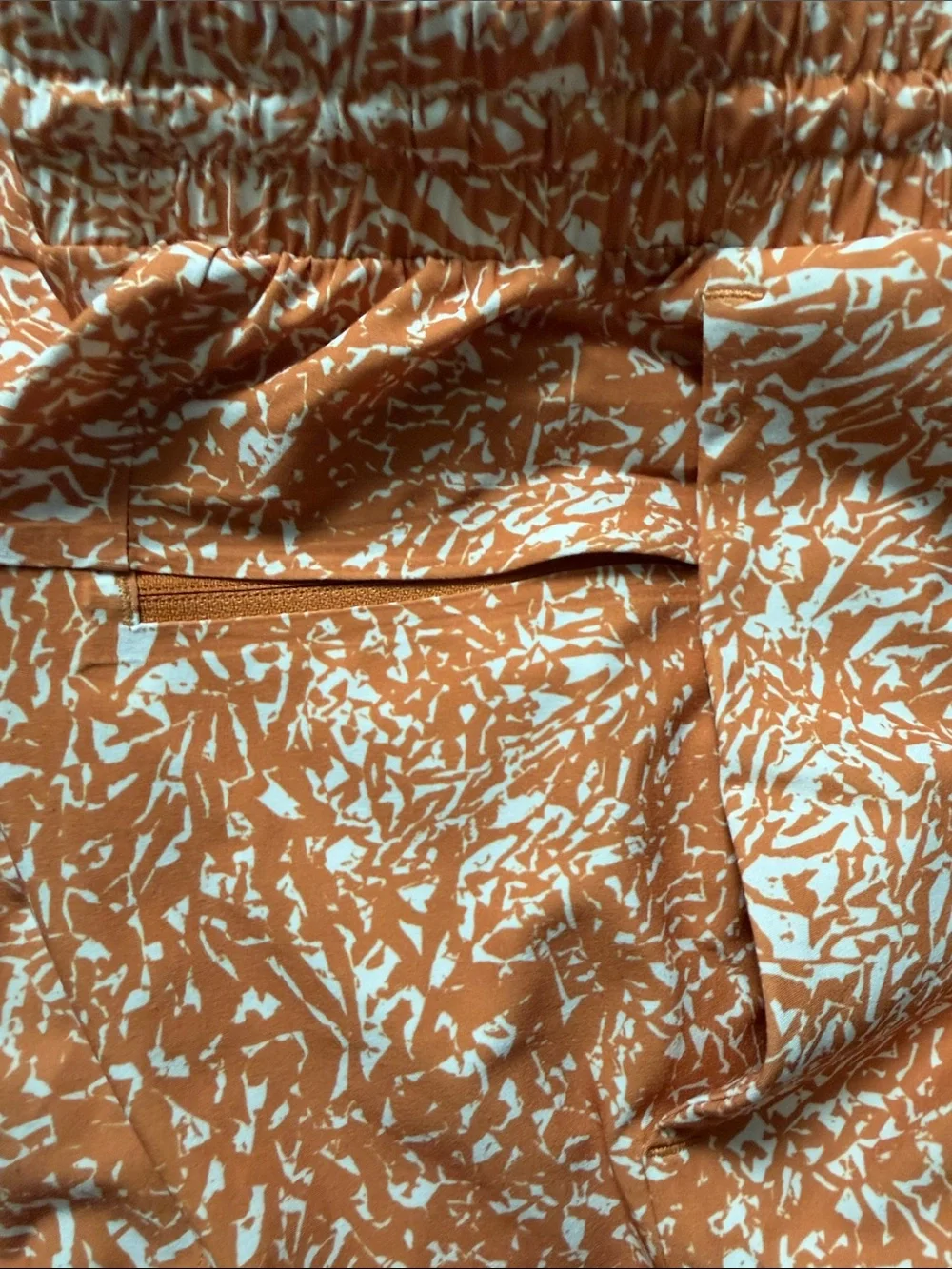 Lululemon Men’s Orange White Abstract Print Swim Shorts